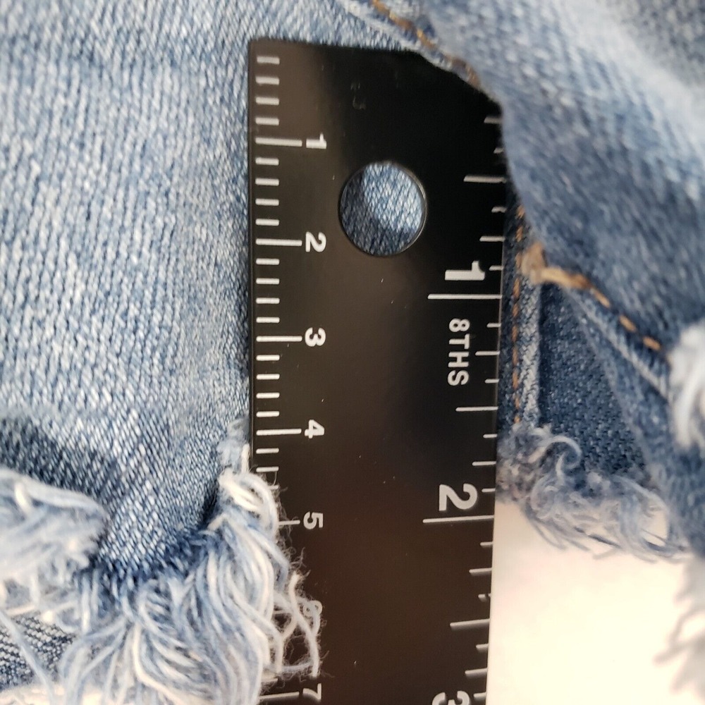 Rewash Denim Shorts Juniors 3 High Rise Button Fly Frayed Hem Distressed Blue - Picture 9 of 9